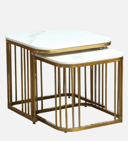 Square Gold Finished Coffee Table /Center Table (Set of 2)