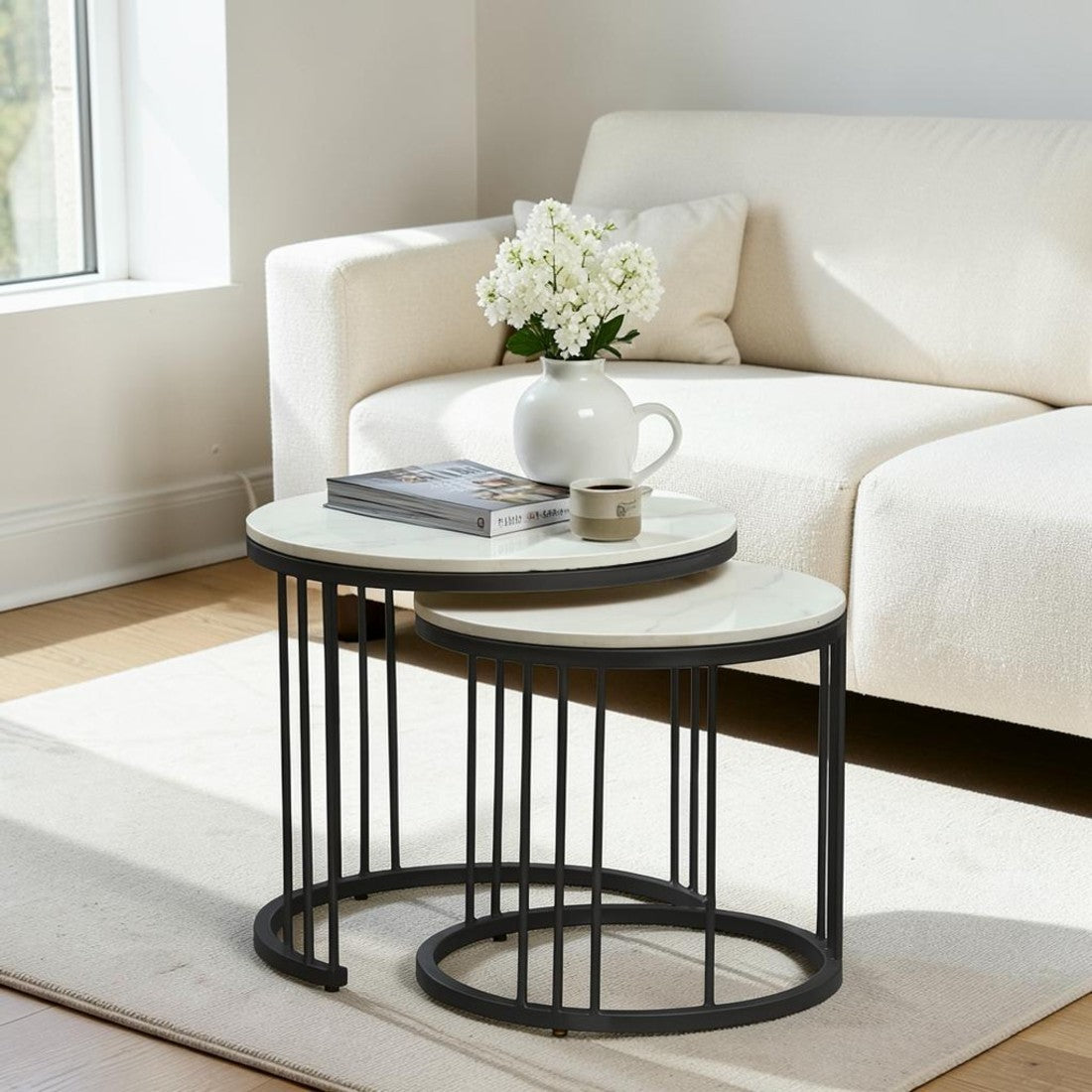 Modern Black Finished Coffee Table/ Center Table Set for Living Room