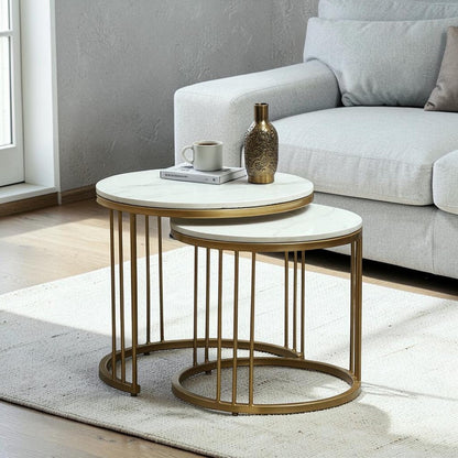 Round  Gold Finished Coffee Table /Center Table (Set of 2) (Copy) (Copy)