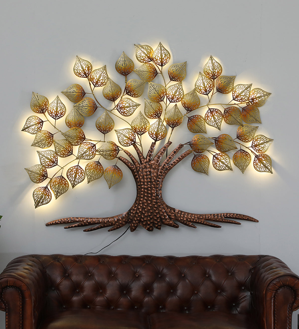 Elegant Metal Peepal Tree (Tree of Life) LED Wall Art – Transform Your Living Space