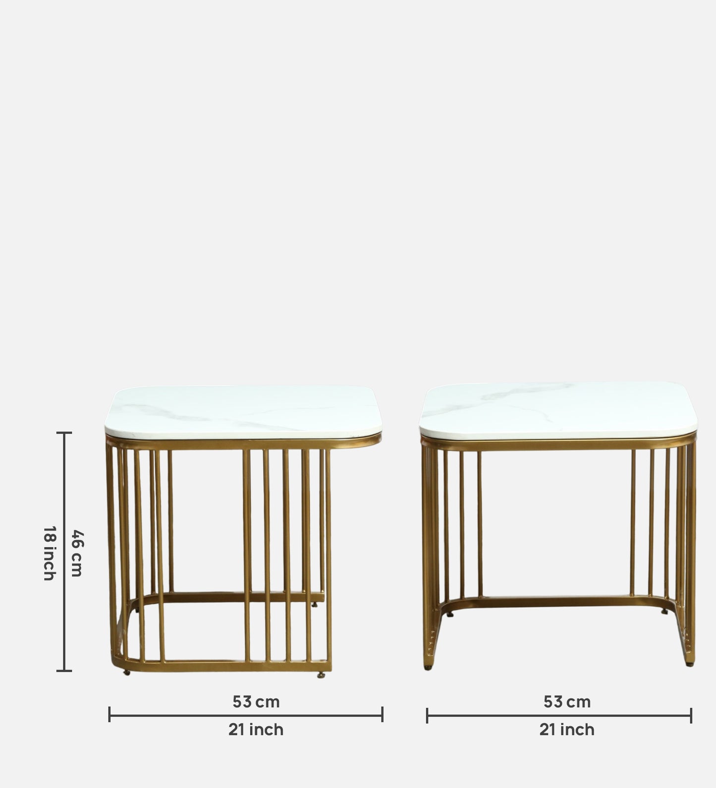 Square Gold Finished Coffee Table /Center Table (Set of 2)