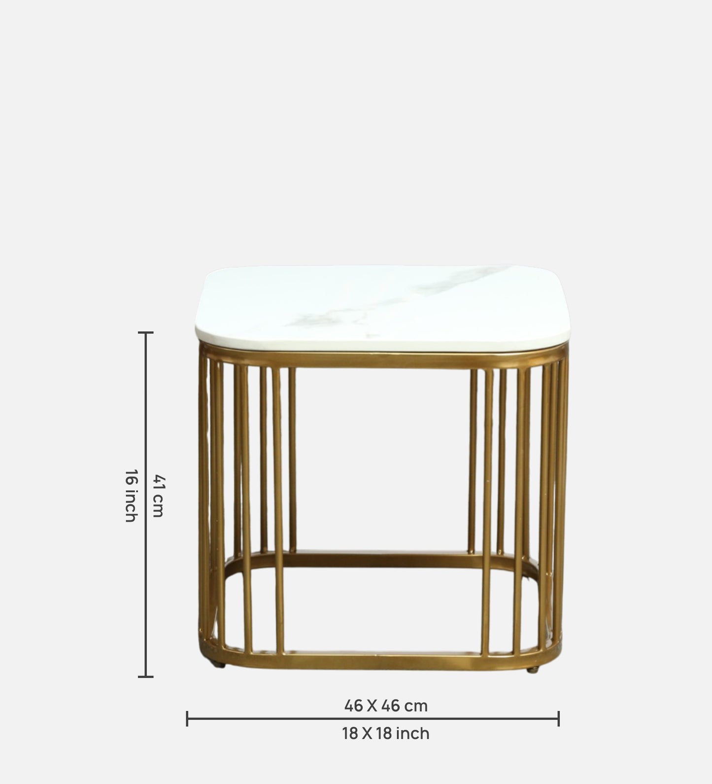Square Gold Finished Coffee Table /Center Table (Set of 2)