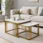 Square Gold Finished Coffee Table /Center Table (Set of 2)