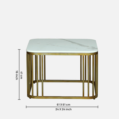 Square Gold Finished Coffee Table /Center Table (Set of 2)
