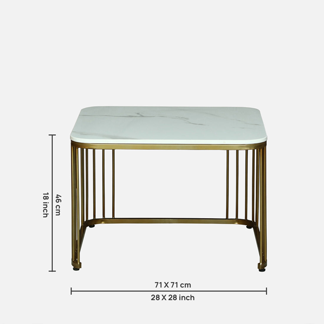 Square Gold Finished Coffee Table /Center Table (Set of 2)