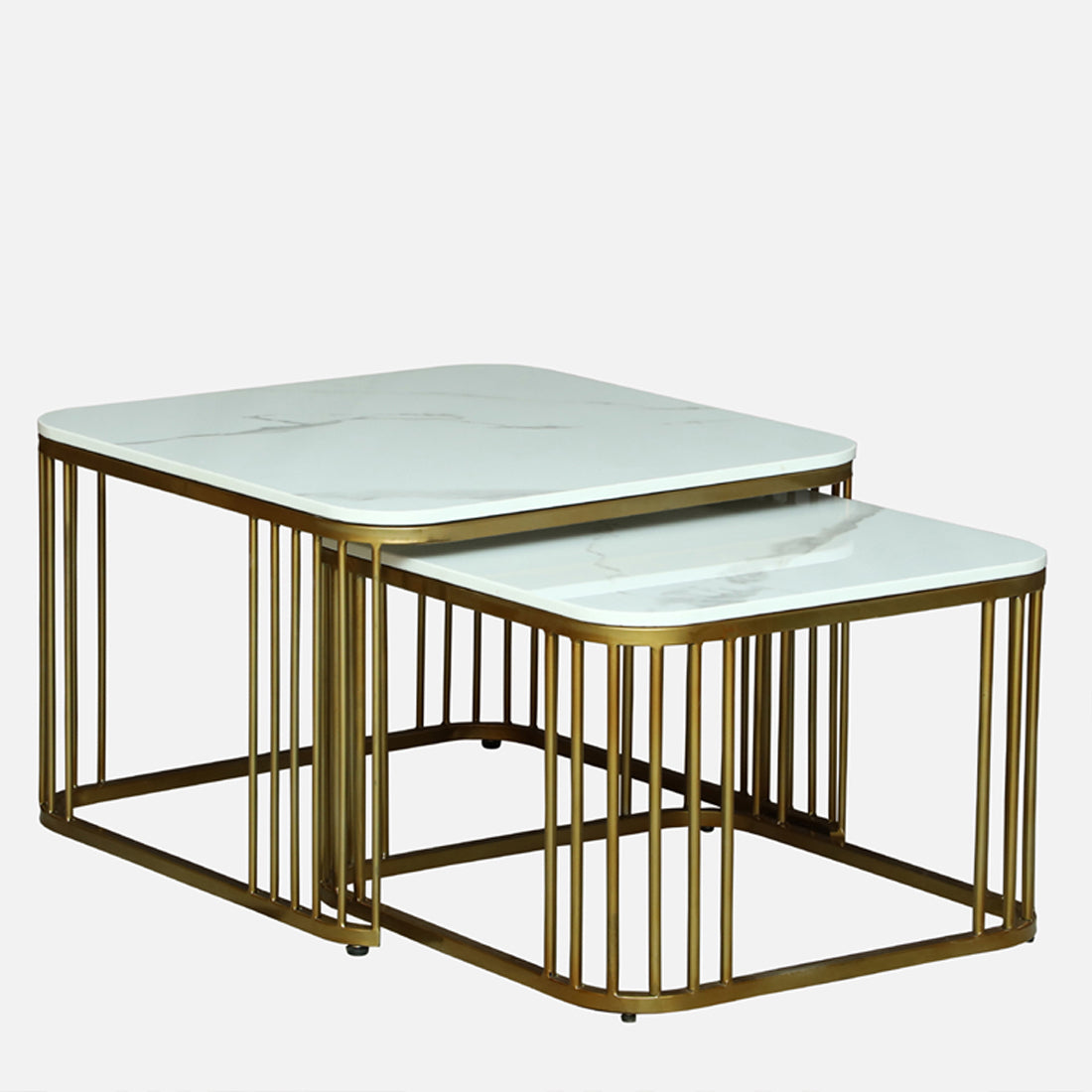Square Gold Finished Coffee Table /Center Table (Set of 2)