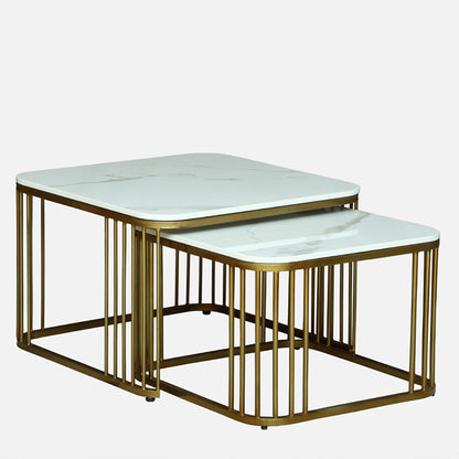 Square Gold Finished Coffee Table /Center Table (Set of 2)