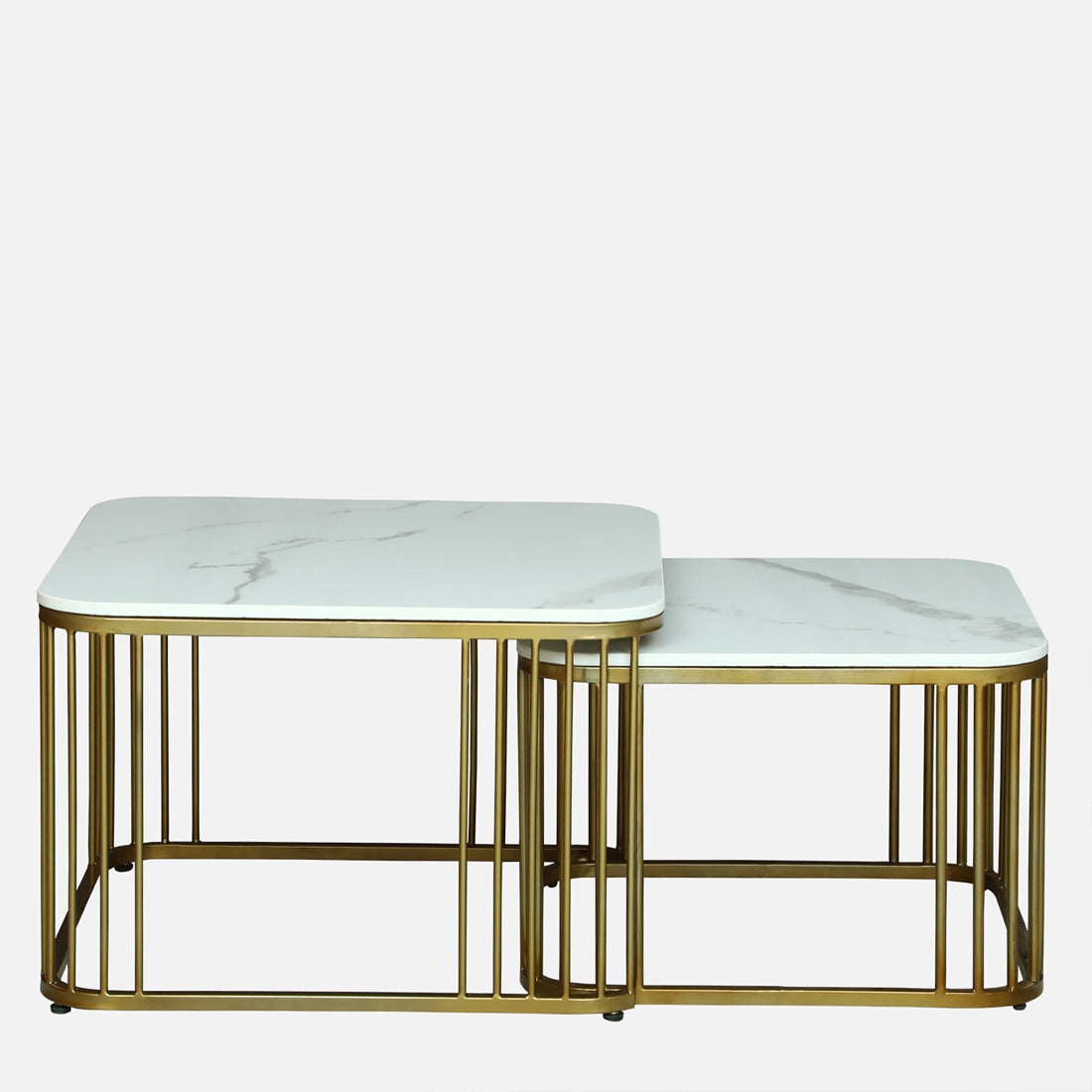 Square Gold Finished Coffee Table /Center Table (Set of 2)