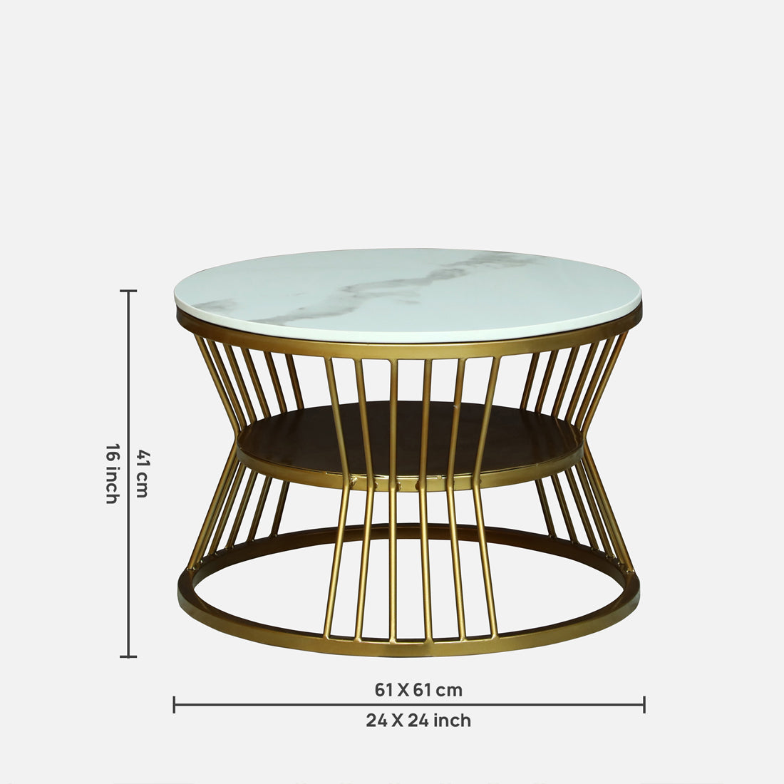 Round  Gold Finished Coffee Table /Center Table (Set of 2)