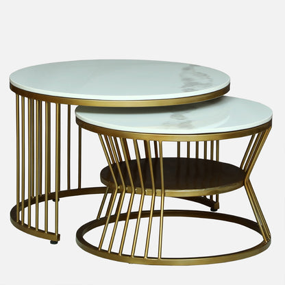 Round  Gold Finished Coffee Table /Center Table (Set of 2)
