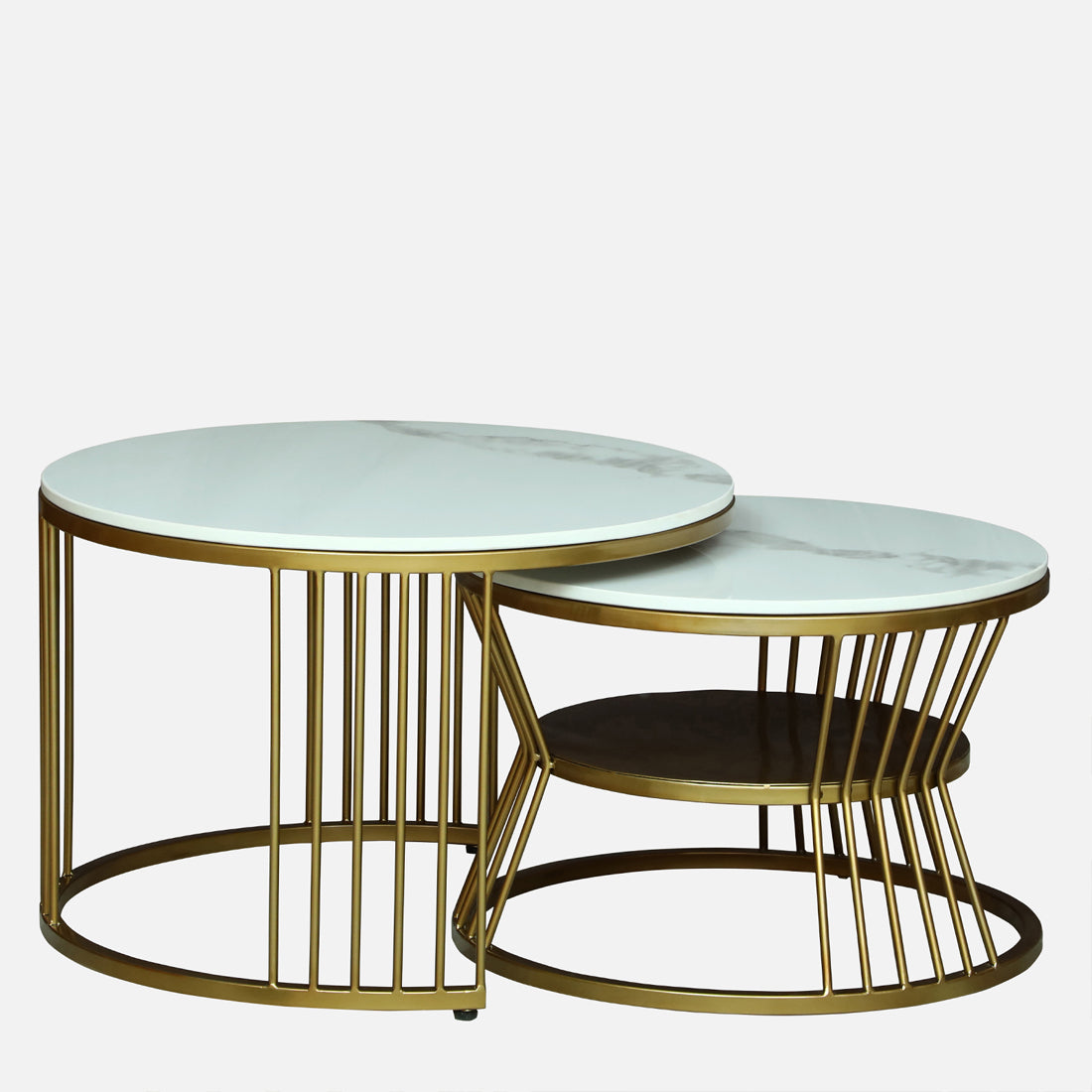 Round  Gold Finished Coffee Table /Center Table (Set of 2)
