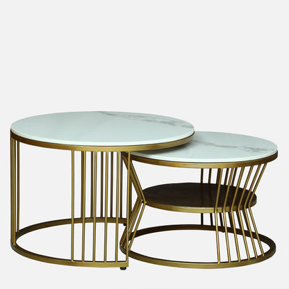 Round  Gold Finished Coffee Table /Center Table (Set of 2)