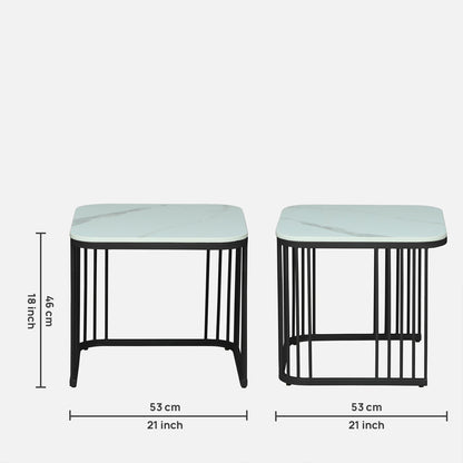 Square Black Finished Coffee Table /Center Table (Set of 2)
