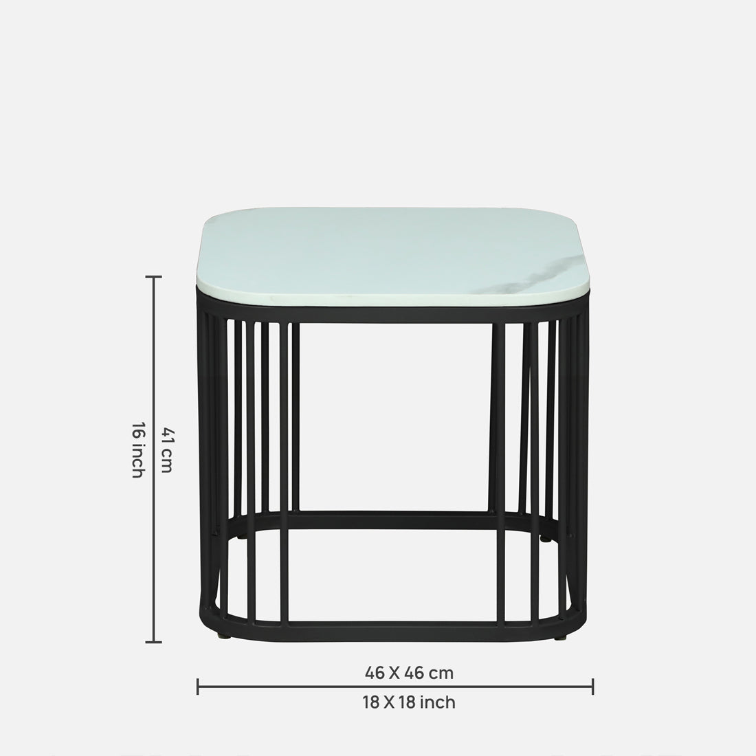 Square Black Finished Coffee Table /Center Table (Set of 2)