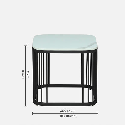 Square Black Finished Coffee Table /Center Table (Set of 2)