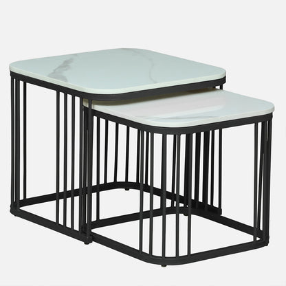 Square Black Finished Coffee Table /Center Table (Set of 2)