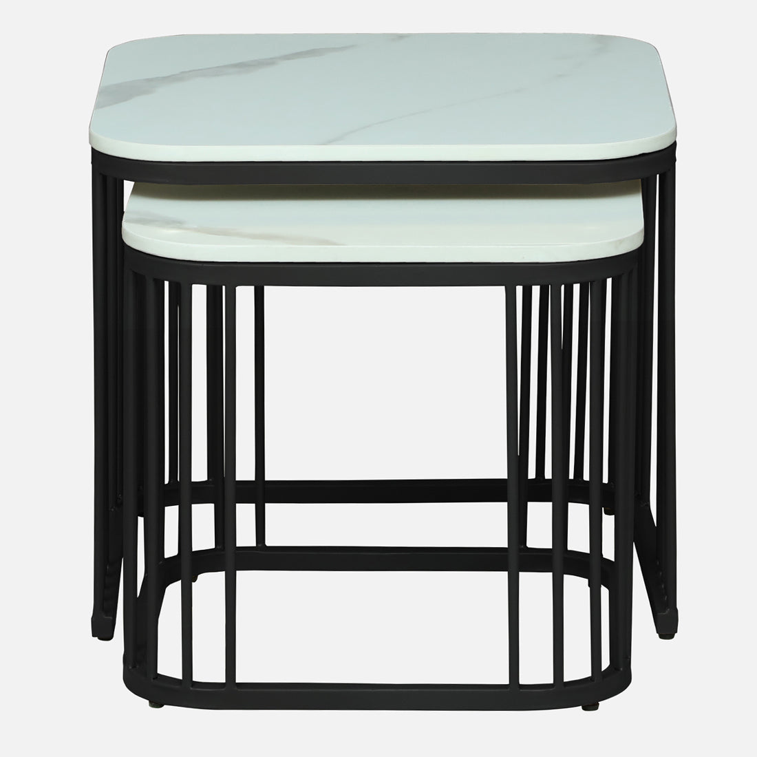 Square Black Finished Coffee Table /Center Table (Set of 2)