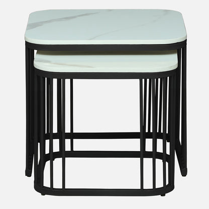 Square Black Finished Coffee Table /Center Table (Set of 2)