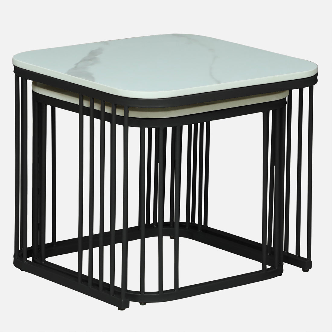 Square Black Finished Coffee Table /Center Table (Set of 2)