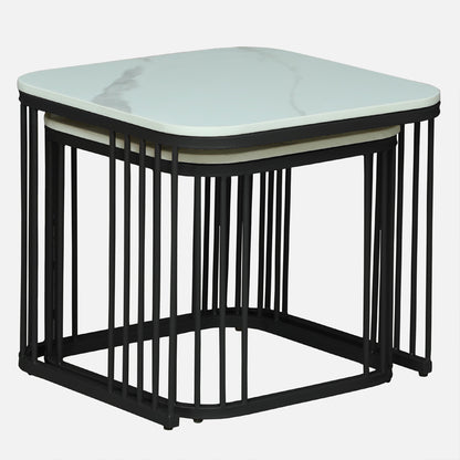 Square Black Finished Coffee Table /Center Table (Set of 2)