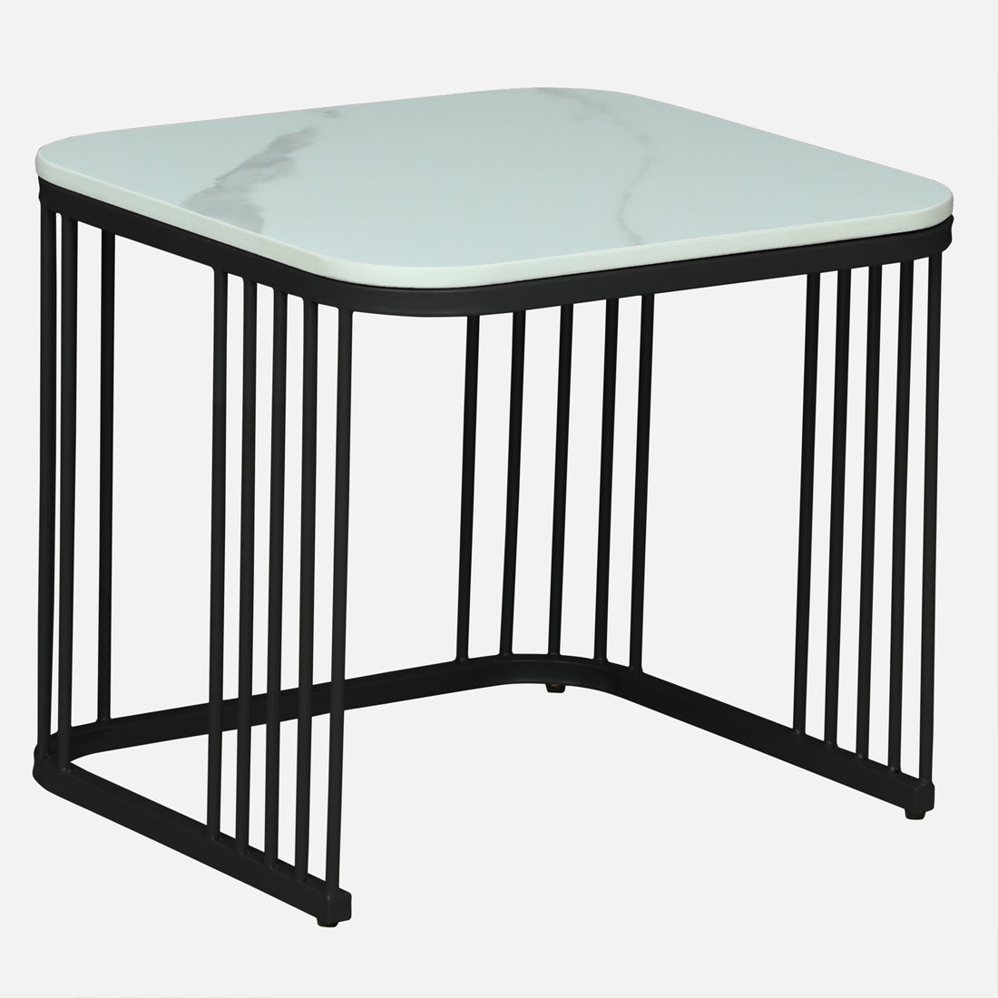 Square Black Finished Coffee Table /Center Table (Set of 2)
