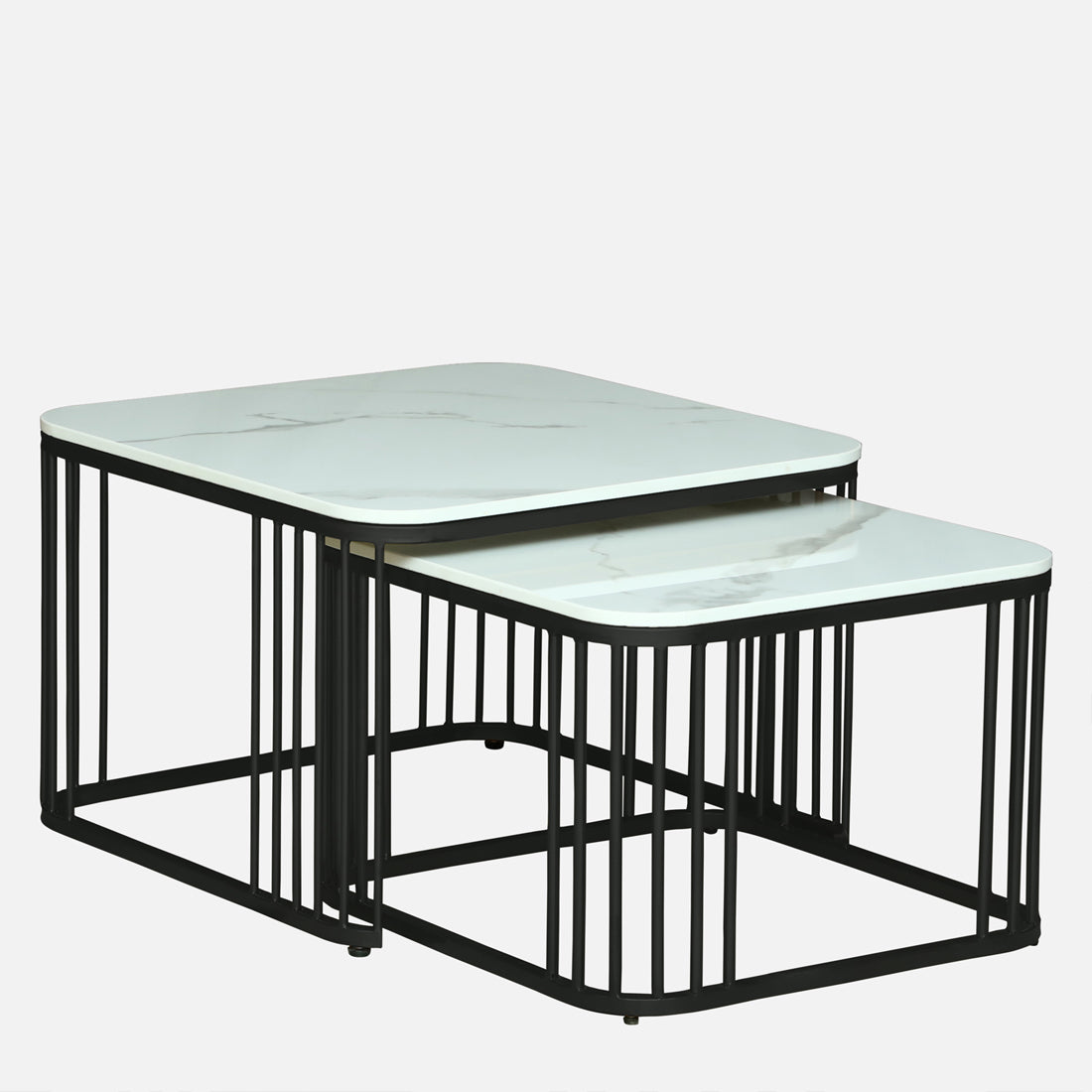 Modern Square  Black Finished Nesting Coffee Table /Center Table  (Set of 2)