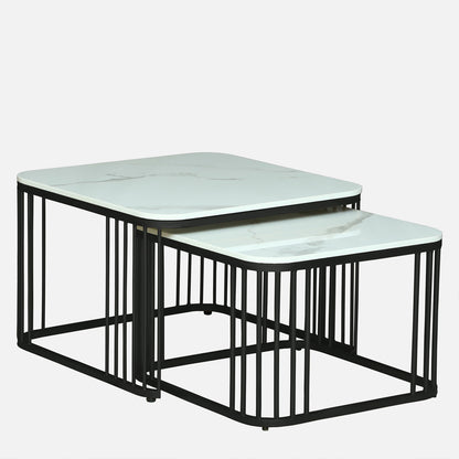 Modern Square  Black Finished Nesting Coffee Table /Center Table  (Set of 2)