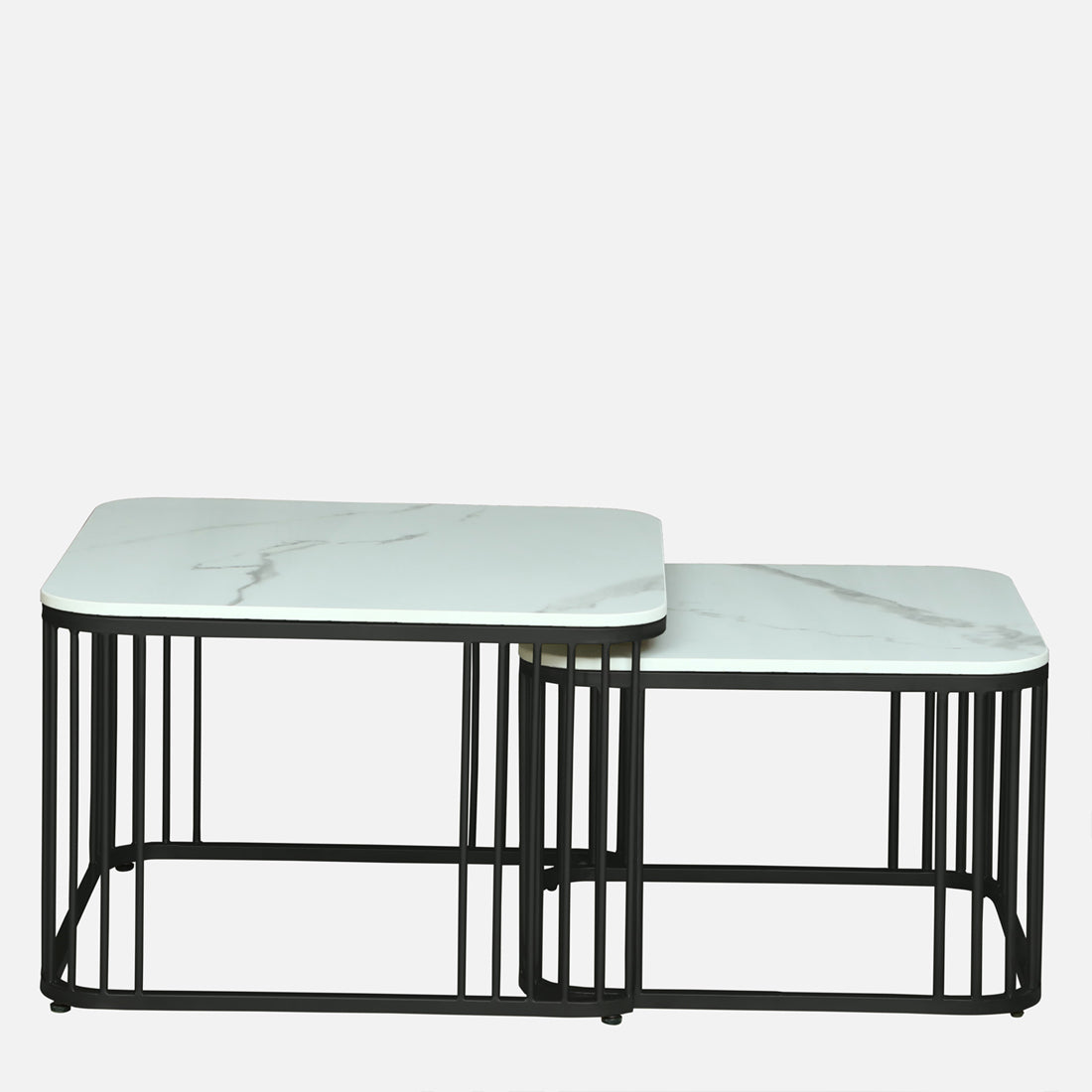 Modern Square  Black Finished Nesting Coffee Table /Center Table  (Set of 2)