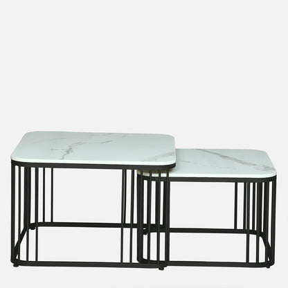 Modern Square  Black Finished Nesting Coffee Table /Center Table  (Set of 2)