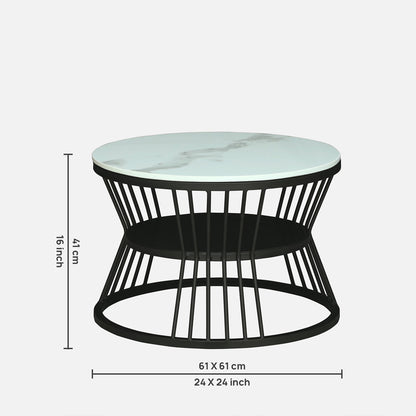 Round  Black Finished Coffee Table /Center Table (Set of 2)