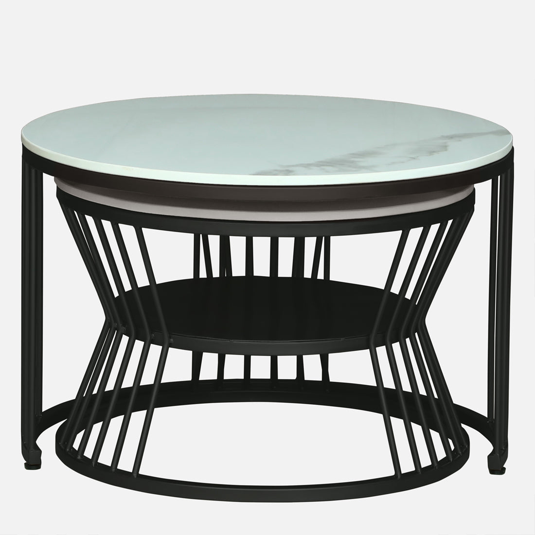 Round  Black Finished Coffee Table /Center Table (Set of 2)