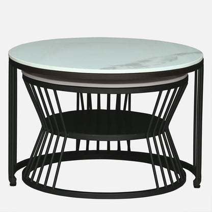 Round  Black Finished Coffee Table /Center Table (Set of 2)
