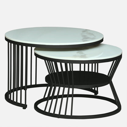 Round  Black Finished Coffee Table /Center Table (Set of 2)