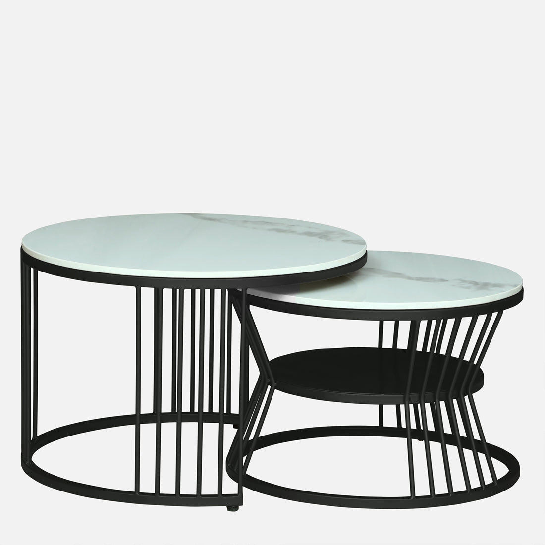 Round  Black Finished Coffee Table /Center Table (Set of 2)