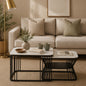 Square Black Finished Coffee Table /Center Table (Set of 2)