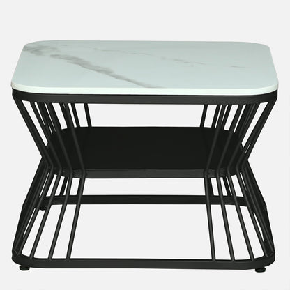 Square Black Finished Coffee Table /Center Table (Set of 2)