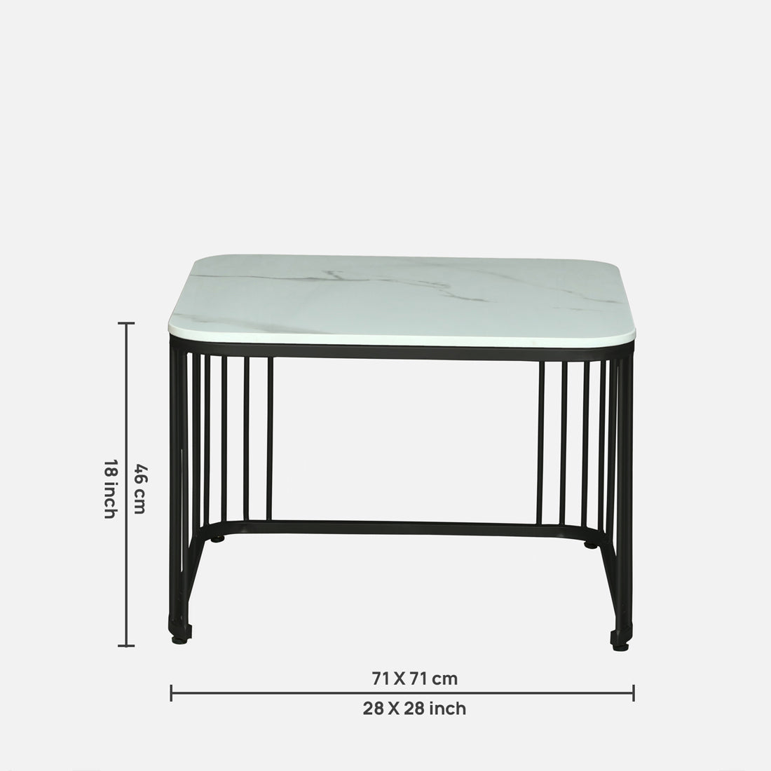 Square Black Finished Coffee Table /Center Table (Set of 2)