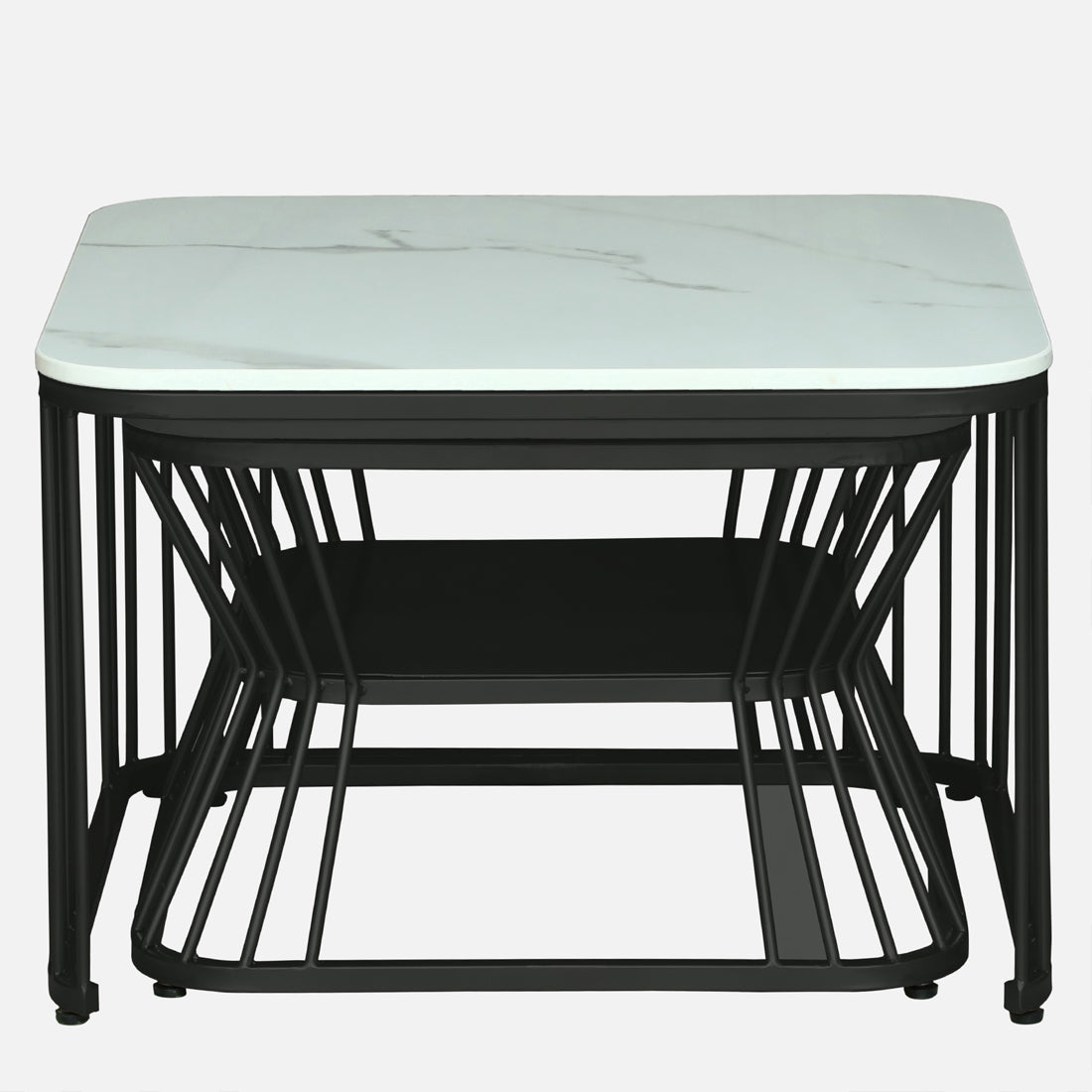 Square Black Finished Coffee Table /Center Table (Set of 2)
