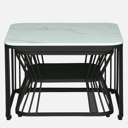 Square Black Finished Coffee Table /Center Table (Set of 2)