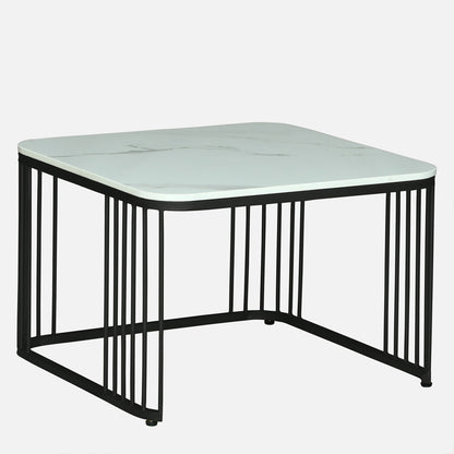 Square Black Finished Coffee Table /Center Table (Set of 2)