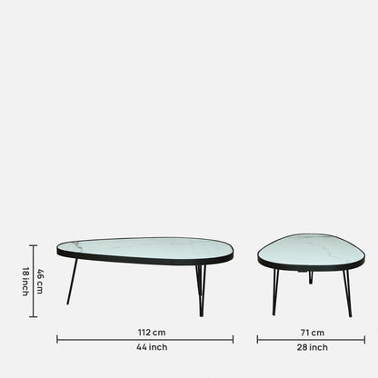 Oval Shape Black Finished Oval Shaped Coffee set  For Living Room