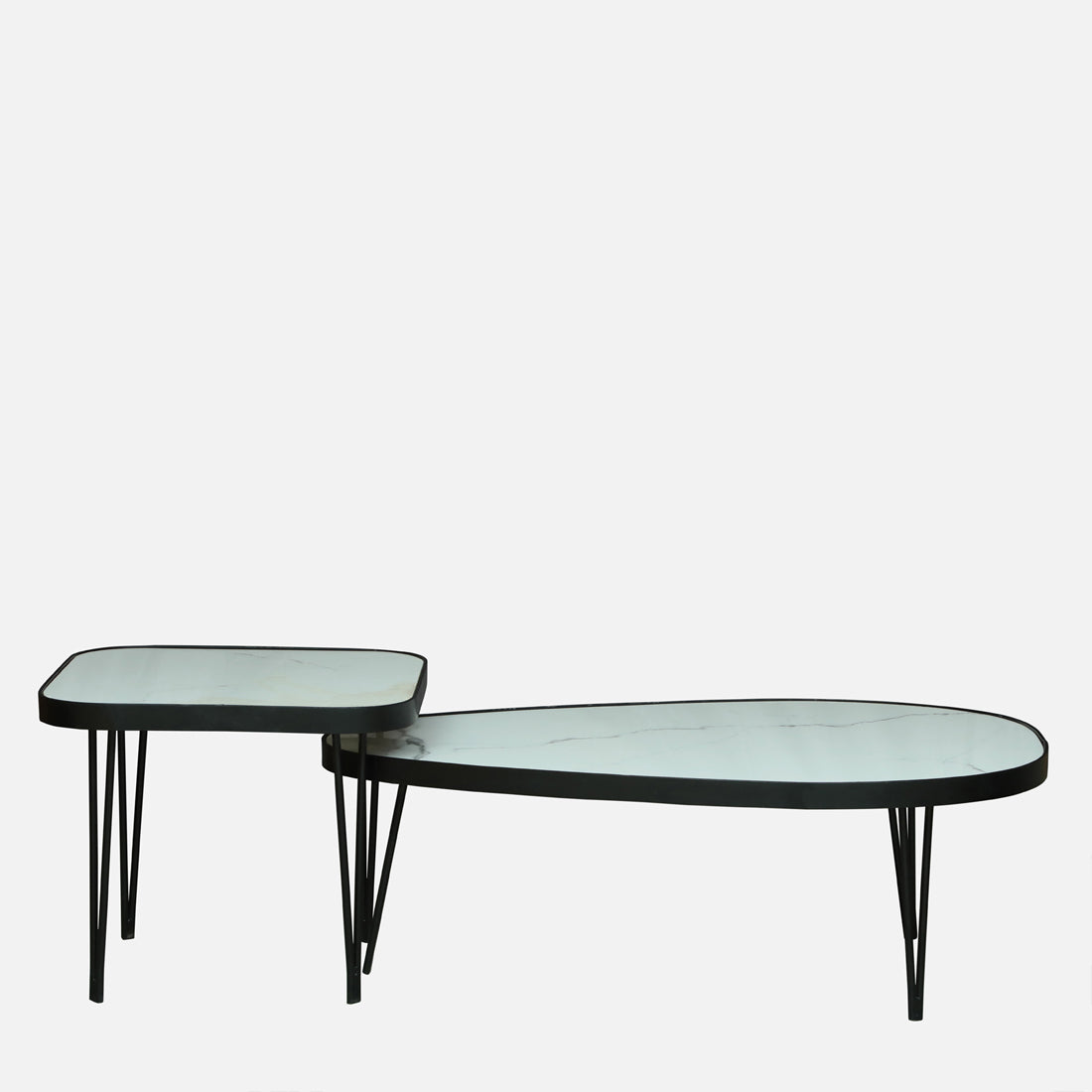 Oval Shape Black Finished Oval Shaped Coffee set  For Living Room