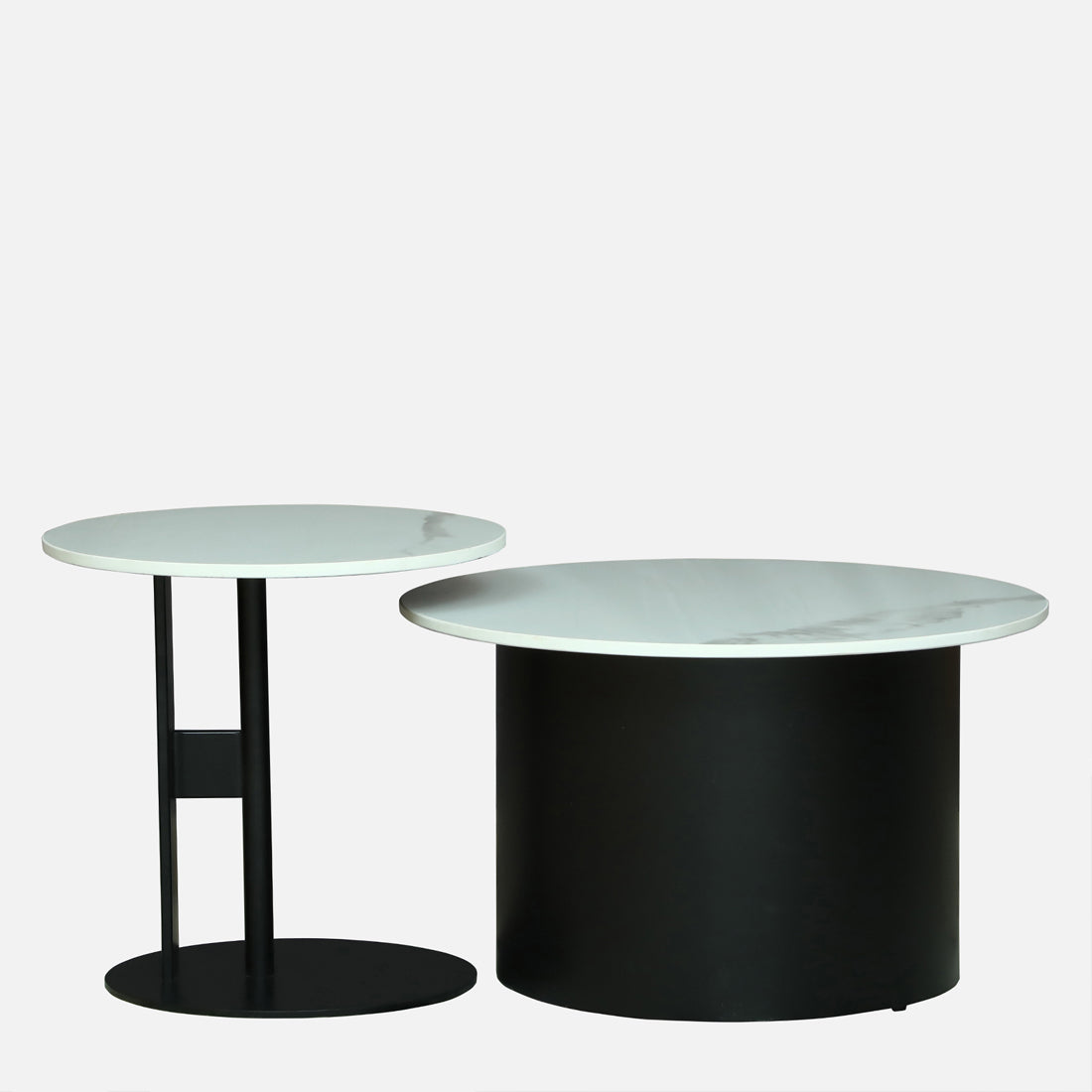 Round  Black Finished Nesting Coffee Table /Center Table (Set of 2)