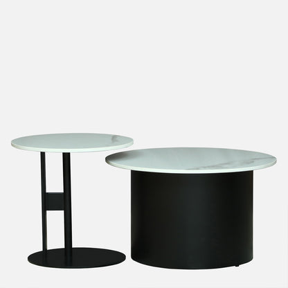 Round  Black Finished Nesting Coffee Table /Center Table (Set of 2)