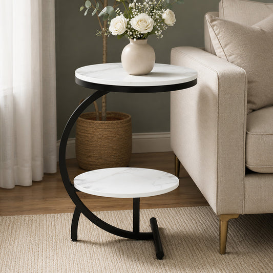 Round Black Finished End Table /Side Table