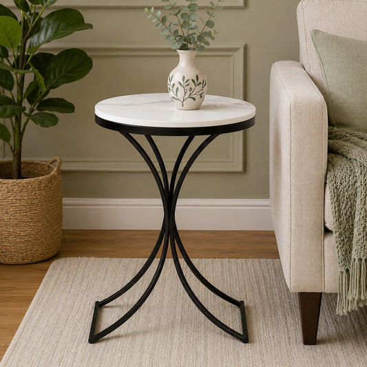 Round  Black Finished End Table /side Table