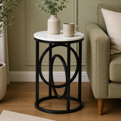Round  Black  Finished End Table /Side Table