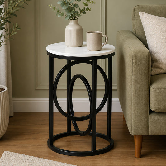Round  Black  Finished End Table /Side Table