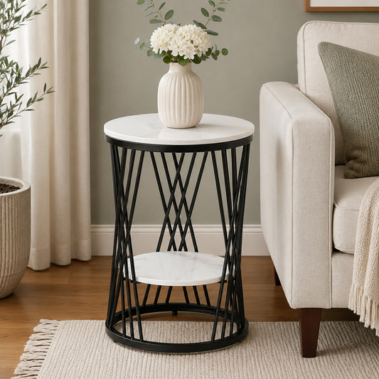Round  Black Finished End Table /Side Table