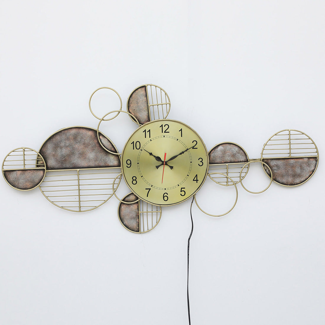 BHAVYAWUD™ Luxury Abstract Geometric LED Metal Wall Clock Art (44 x 21 Inches)